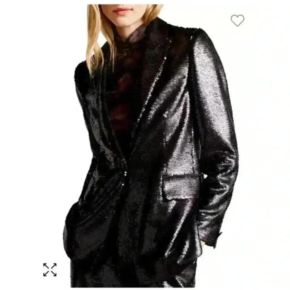 NWT Ted Baker Black Millei Matte Sequin Relaxed Fit Blazer Size 1/4 - Picture 3 of 13